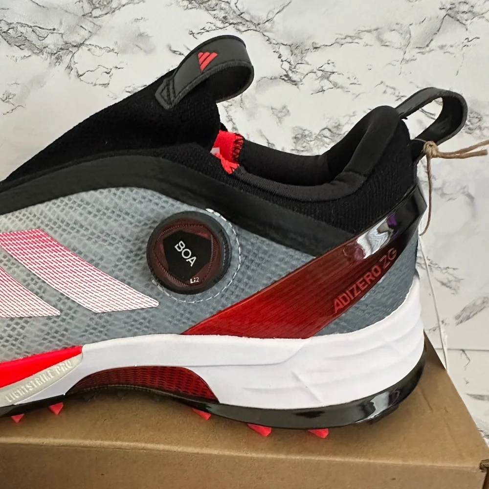 Adidas Adizero ZG BOA Spikeless Golf Shoes Athletic White Lucid Red Men Size 10